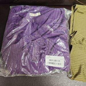 Purple Ribbed Knit Dress,  Olive Ribbed Knit Dress